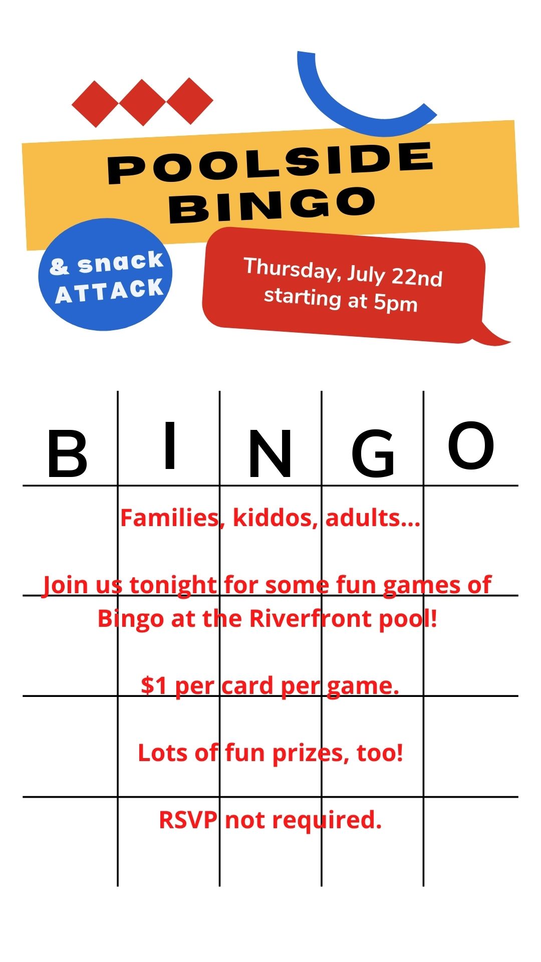 Pool Bingo July 2021