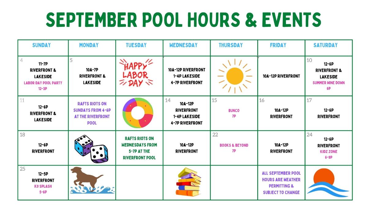 2022 September Pool Hours and Events
