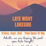 LATE NIGHT LAKESIDE Friday Sept 2nd