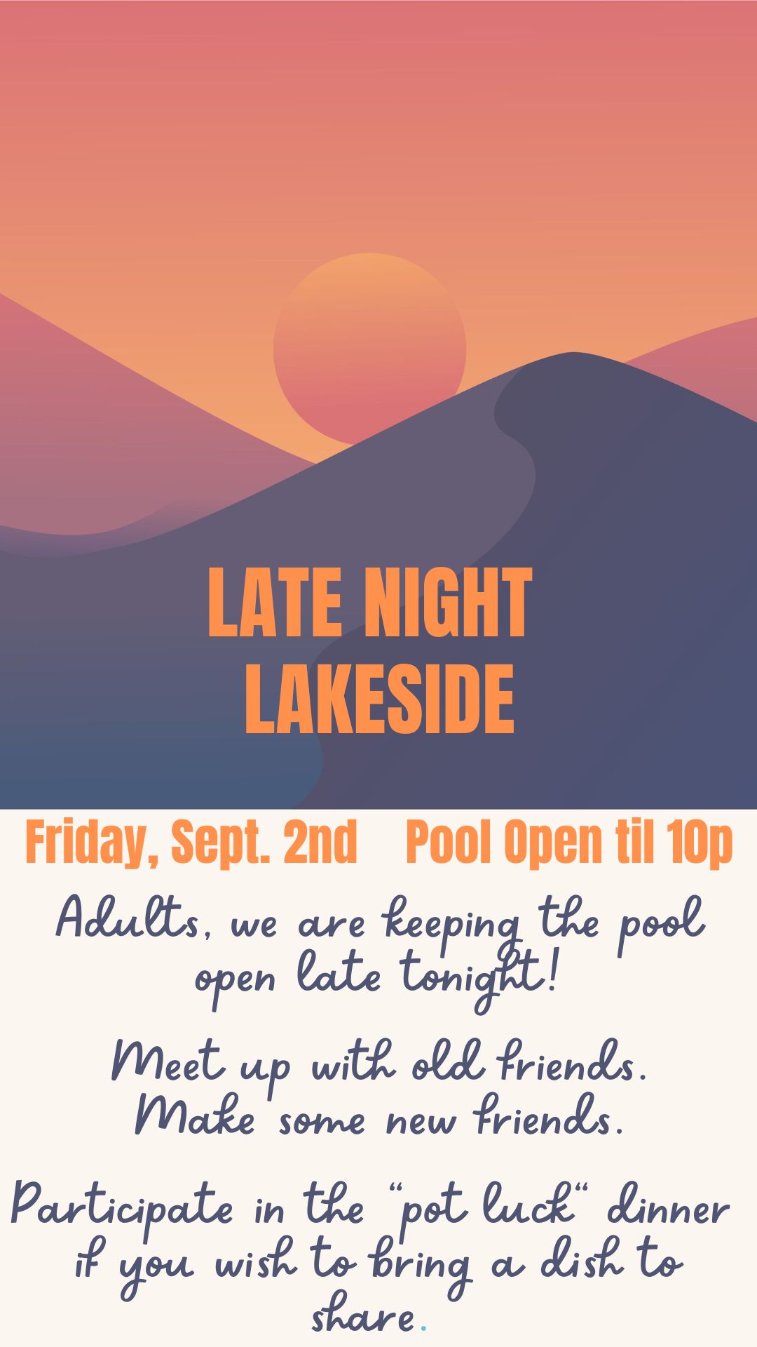 LATE NIGHT LAKESIDE Friday Sept 2nd