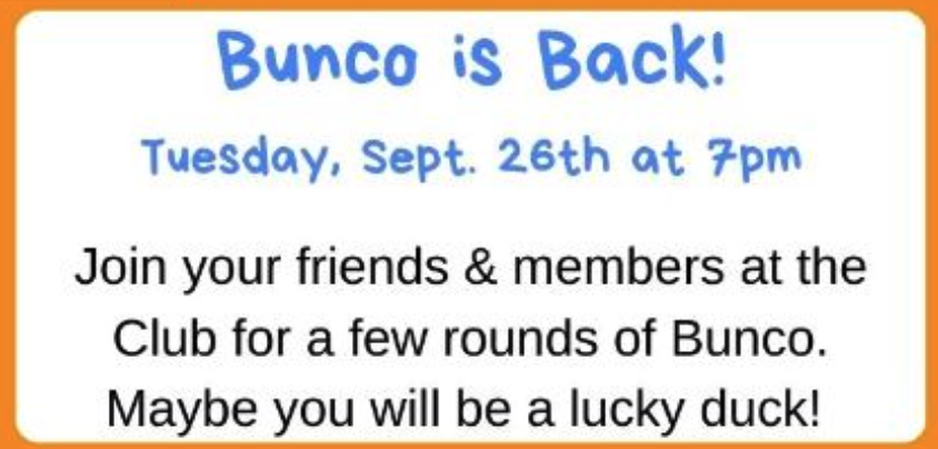 Bunco is Back Sep 2023