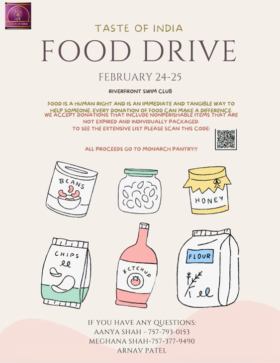 Taste of India Food Drive February 2024