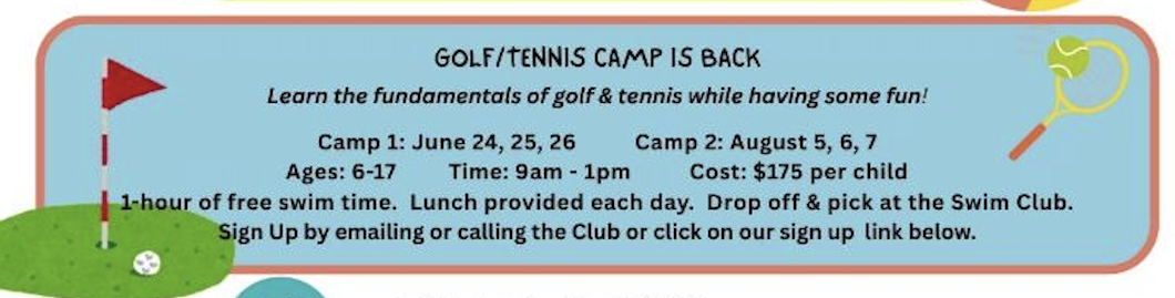2025 Golf and Tennis Camps Post