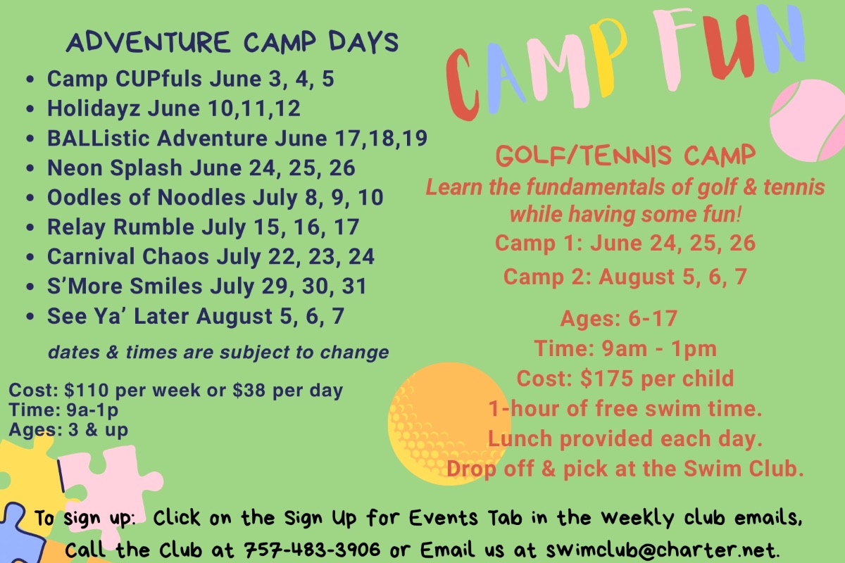 2025 Summer Camp Schedule