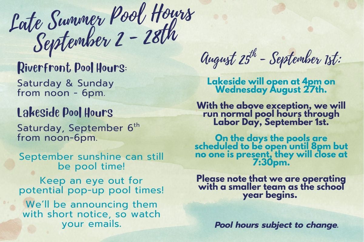 2025 Late Summer Pool Hours