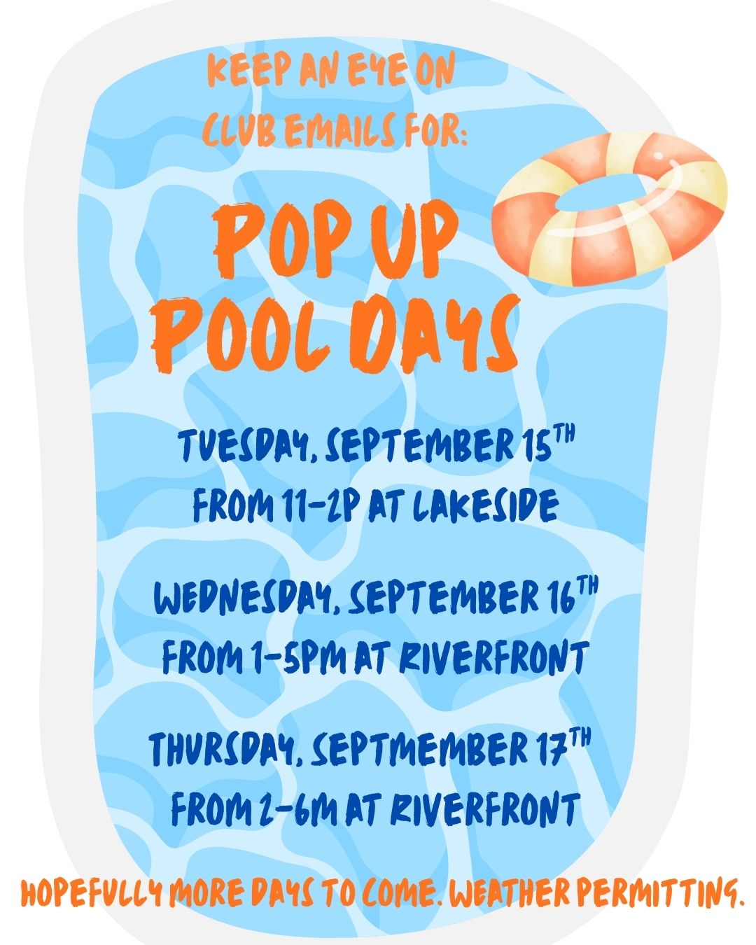 pop up pool days september 15 2026